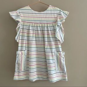 Chloe Rainbow Striped Ruffle Sleeve Dress Sz 5